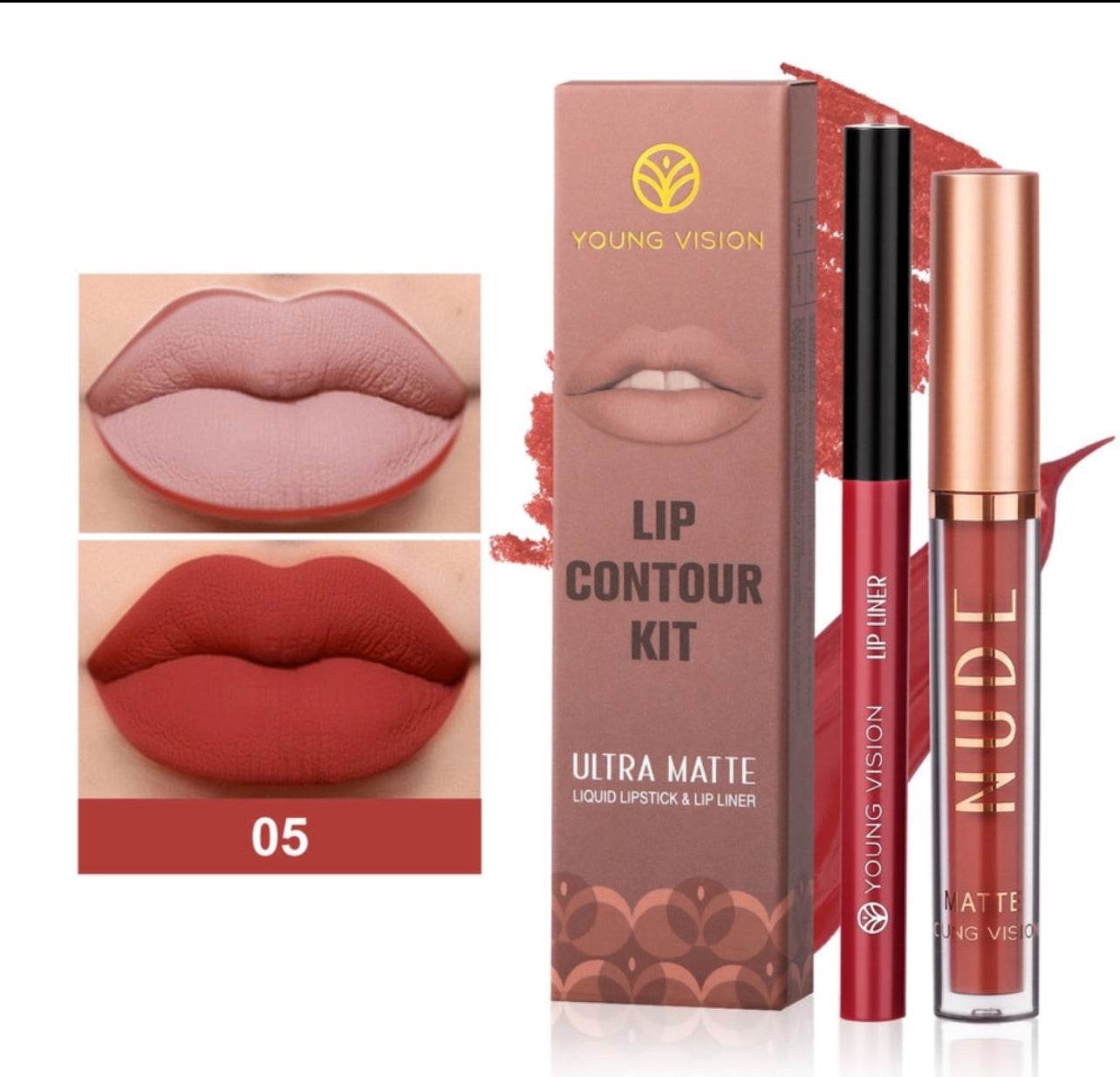 Matte Lipstick and Lip Pencil Set